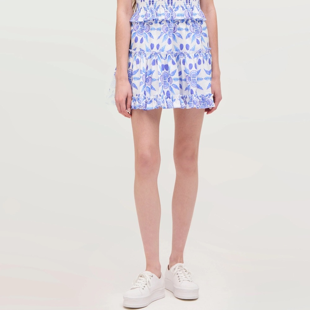 Hill House Linen Paz Skirt in Blue Shell Mosaic